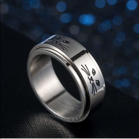 Cat Meditation Anxiety Fidget Spinner Ring - Picture 7 of 7